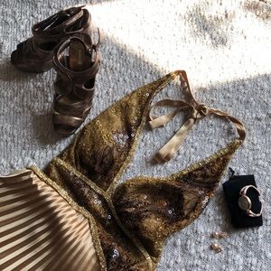 Gold backless long dress